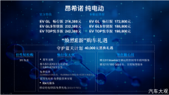 昂希诺纯电动上市17.28万起 置换补贴4万元