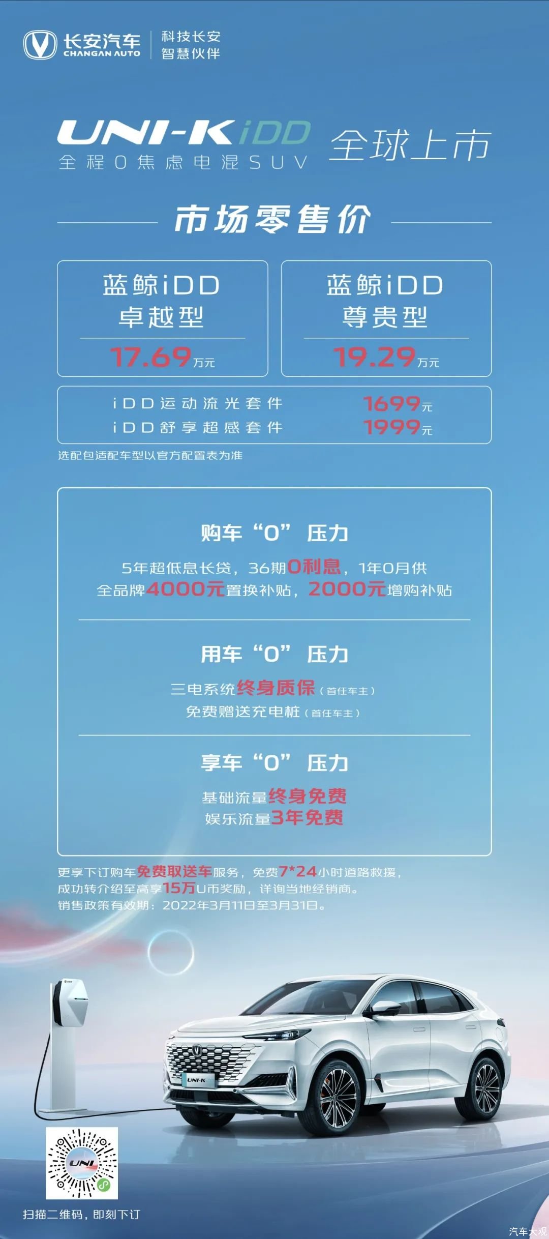 “全程0焦虑”长安UNI-K iDD正式上市售价17.69-19.29万元